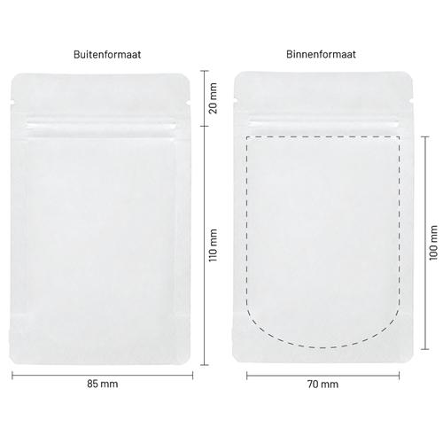 Stazakken aluminium mat wit 85 x 110 mm (100 ml) - per 100 stuks-3